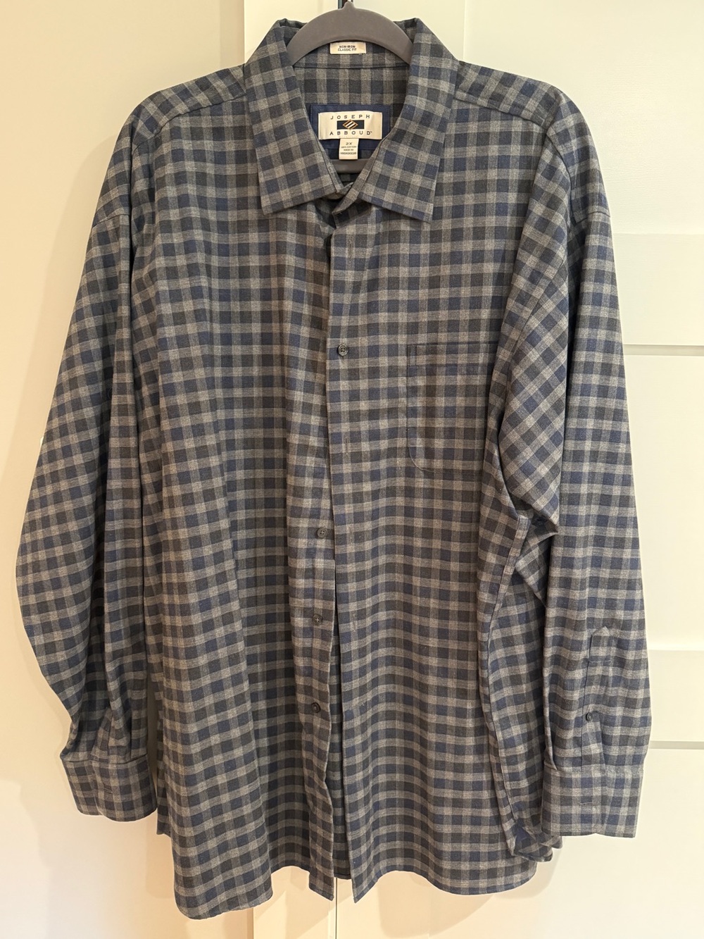 Joseph Abboud Gray and Blue Plaid Button-Down Shirt